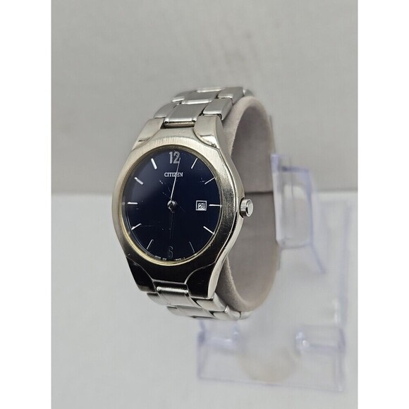 Citizen O.F. Action 2000 Quartz Watch Blue Dial Date Silver Tone New Battery SM main image 7